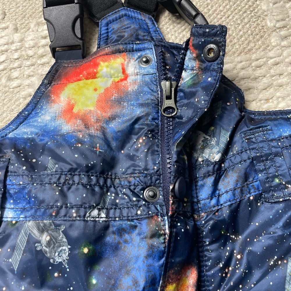 Baby Gap Astronaut Space Galaxy Navy Blue Black Overall Snowpants - Picture 3 of 8